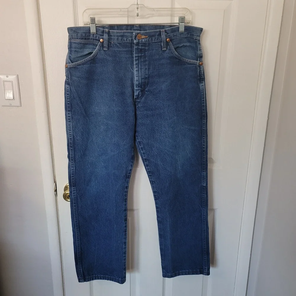 Wrangler 13MWZ Cowboy Cut Jeans Mens 36x29‎ Blue Original Fit Straight Leg Denim